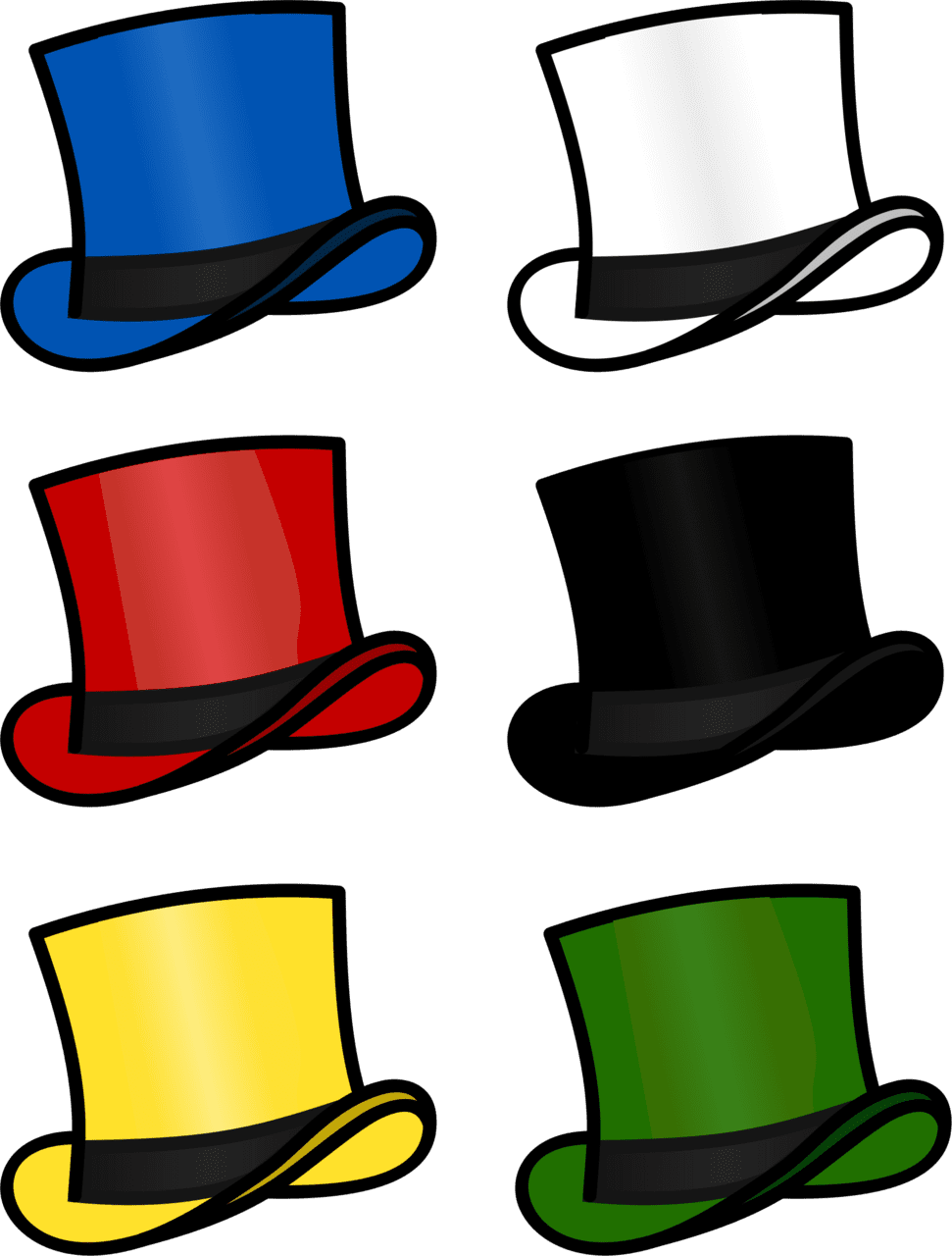 Top hat six thinking hats clipart vector