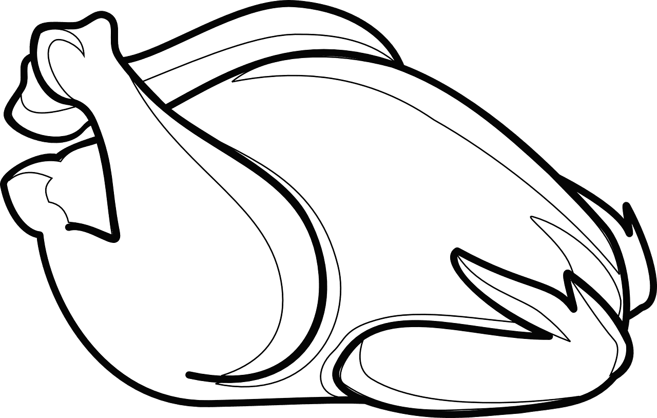 Turkey black and white food dinner vector graphic clipart