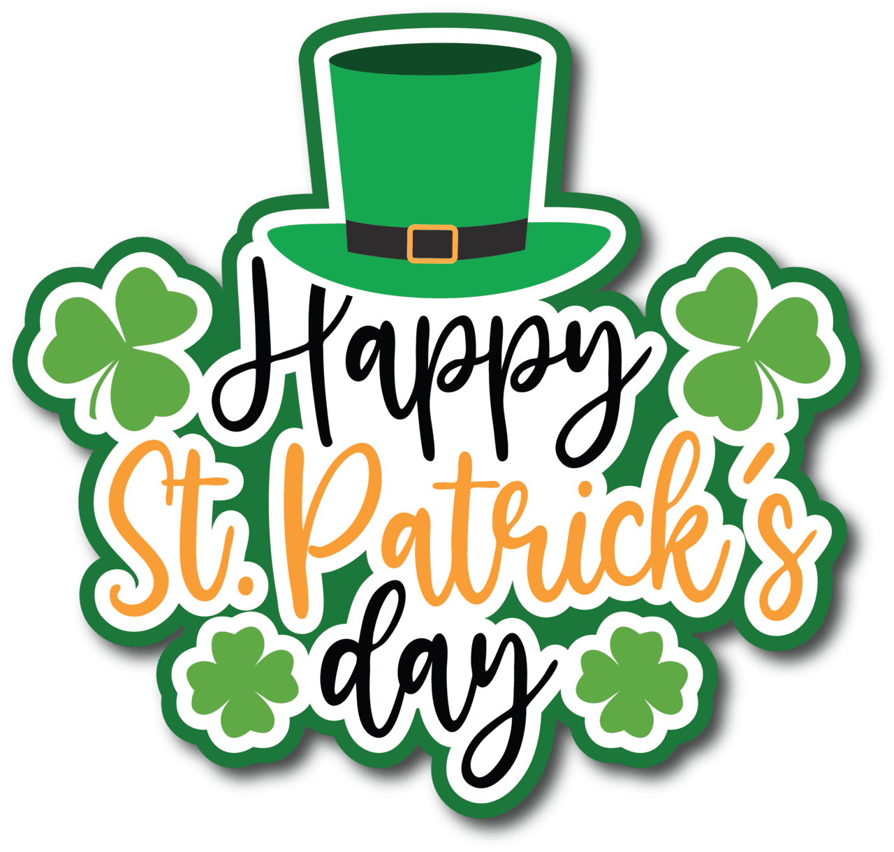 Top hat happy st patrick day scrapbook page title sticker clipart image