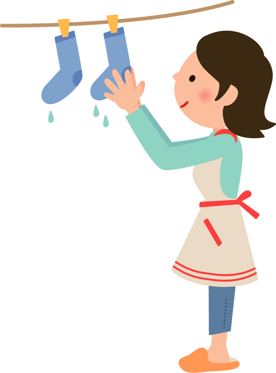 Woman is hanging laundry to dry vector clipart images