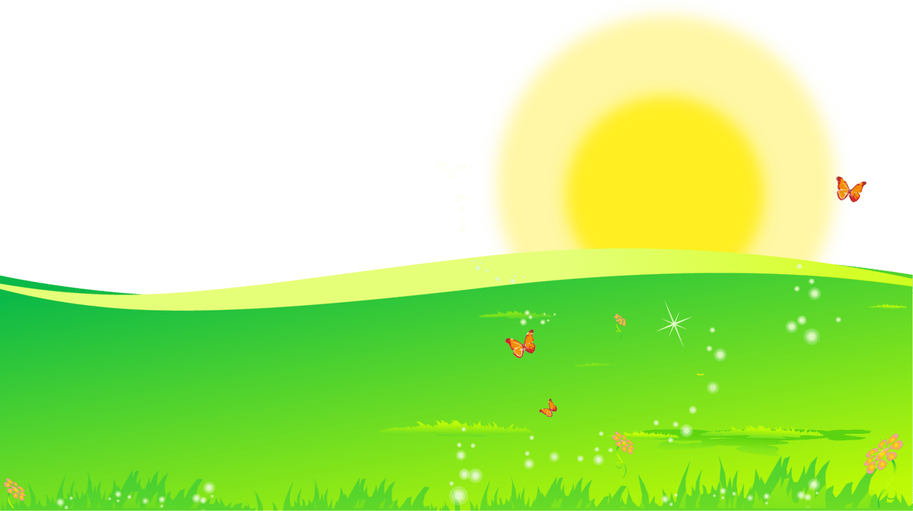 Cartoon sunrise in green meadow all clipart clip art