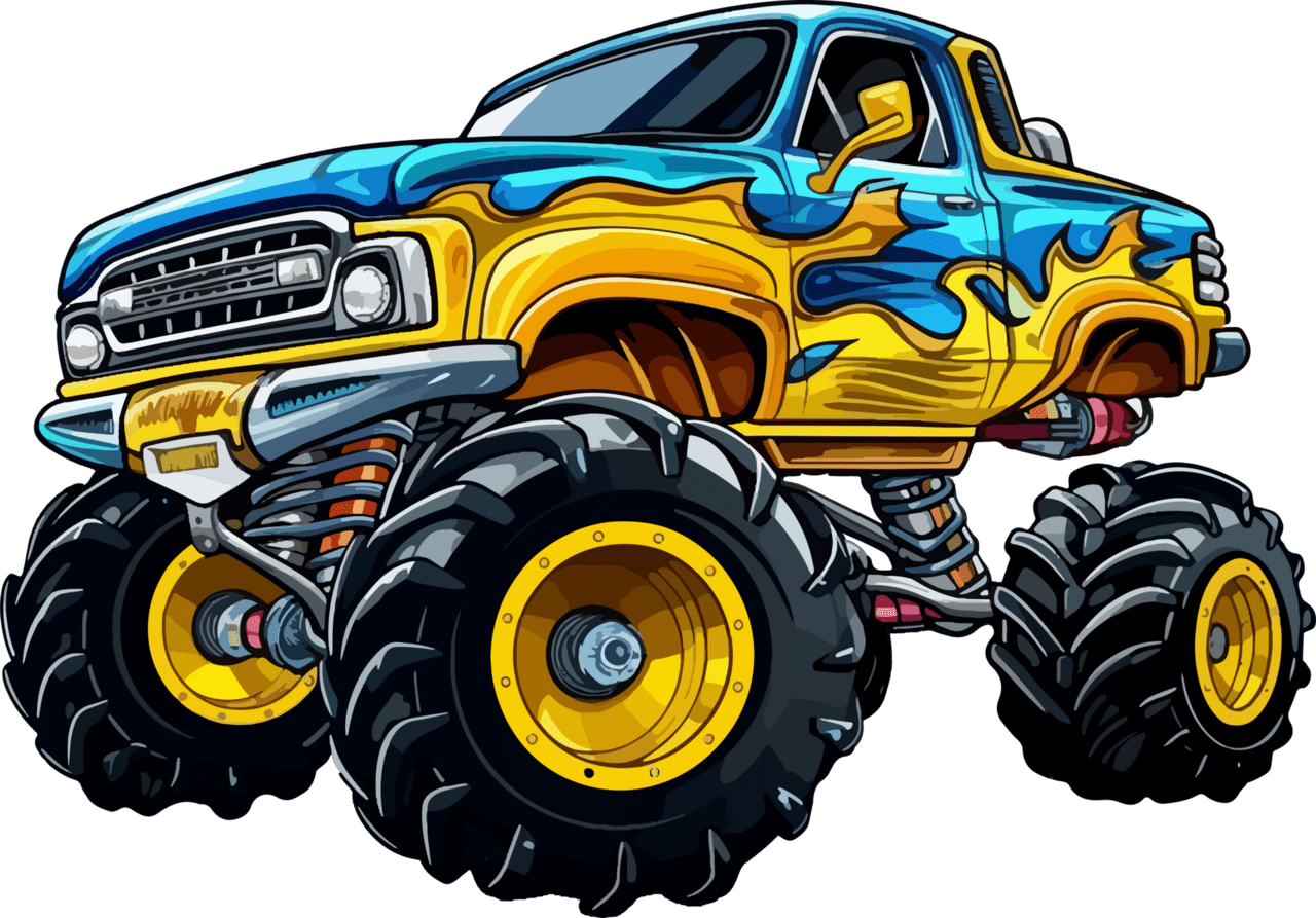 Monster truck cartoon ai generate clipart logo