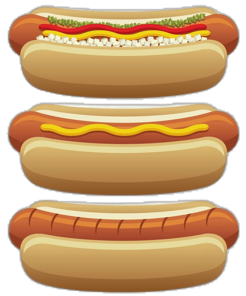 Hot dog in bun vector and raster clipart realistic hotdog mustard ketchup ions pickle relish grilled