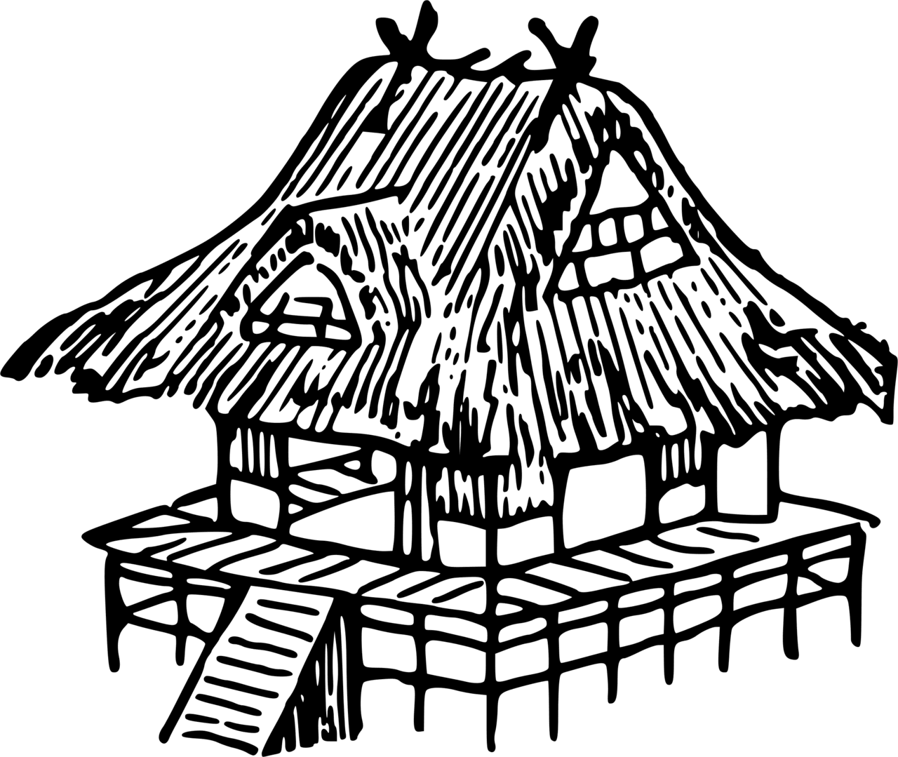 House black and white hut clipart logo