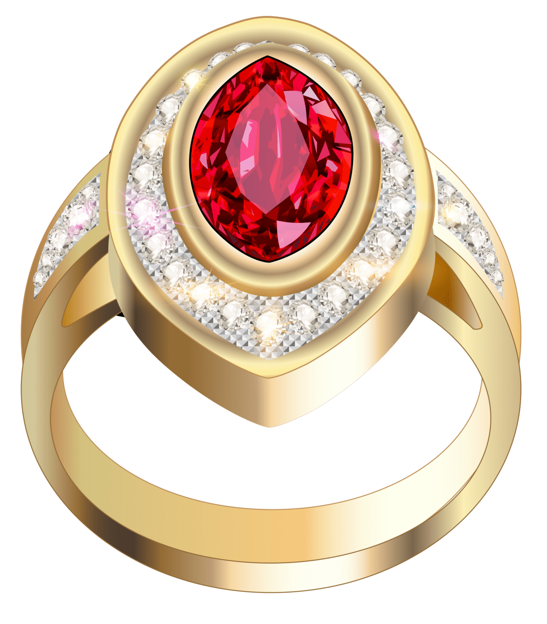 Jewelry gold with red diamonds clipart free