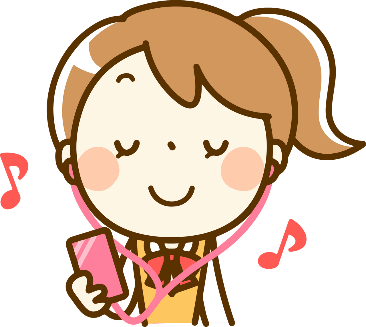 Female student listening music vector clipart images