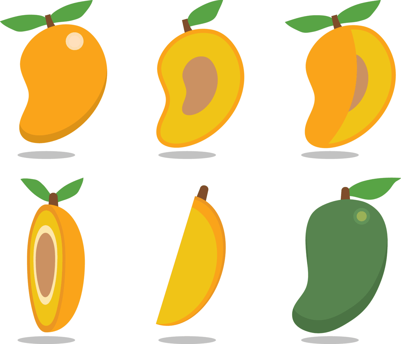 Hd mango fruit vector half clipart image