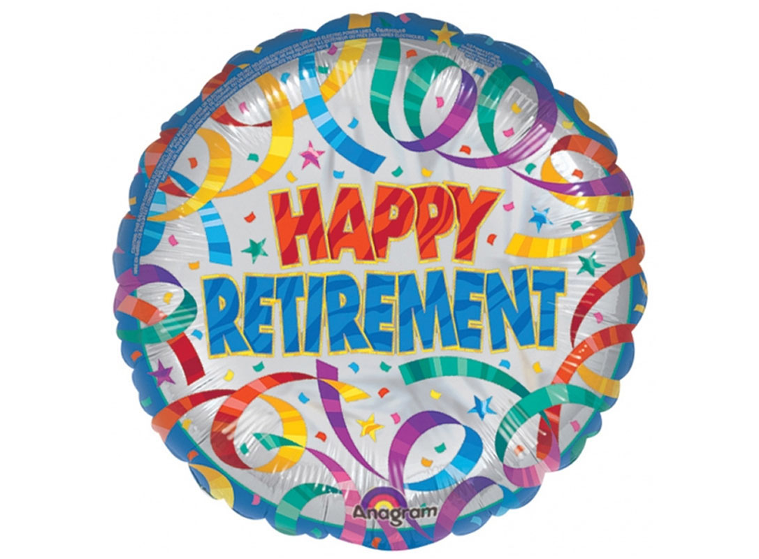 Anagram inch happy retirement round foil balloon clipart image