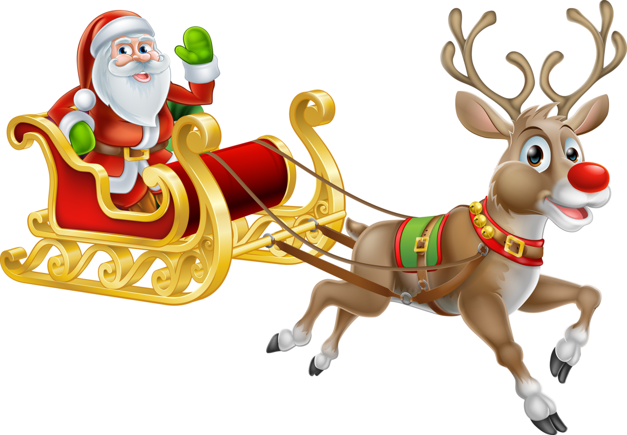 Santa sleigh traineau christmas sled cartoons clipart picture