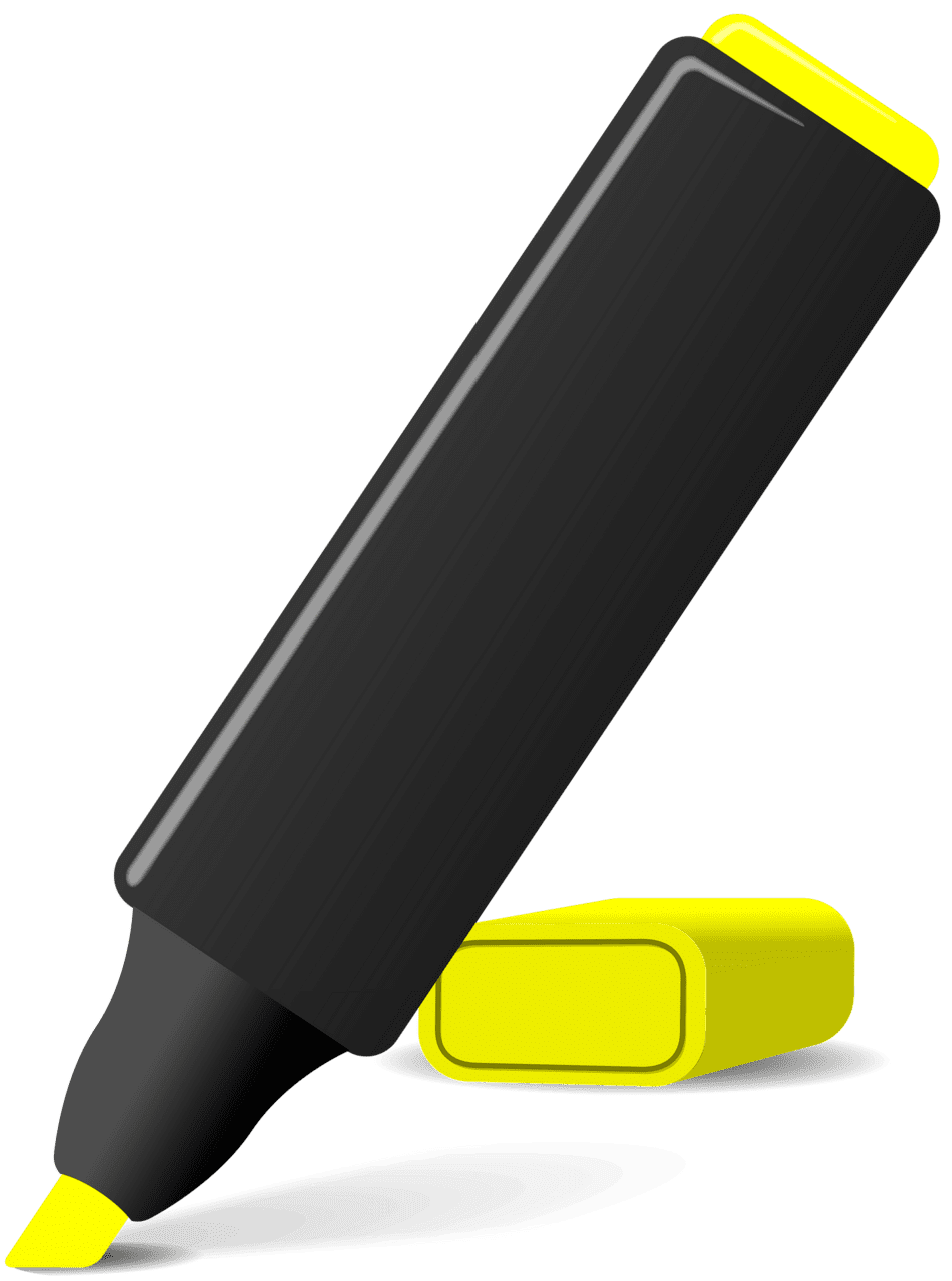 Uncapped yellow highlighter marker vector clipart images