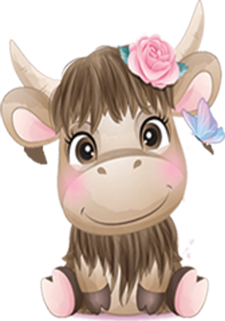 Baby highland cow dtf clipart clip art