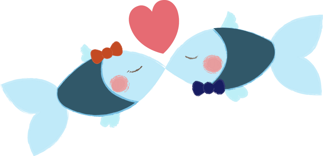 Fish couple kiss vector clipart images