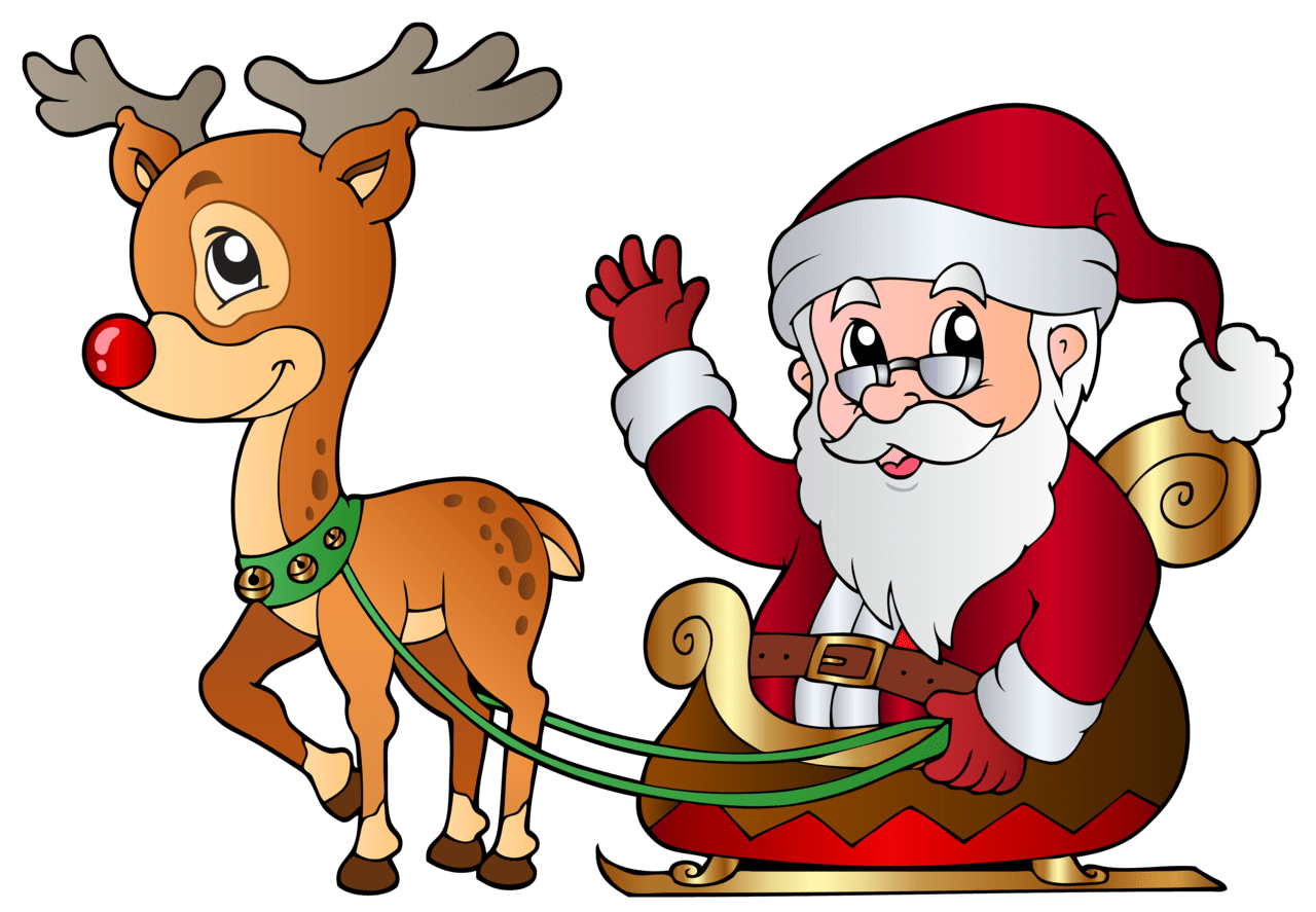 Santa sleigh rudolph clipart picture