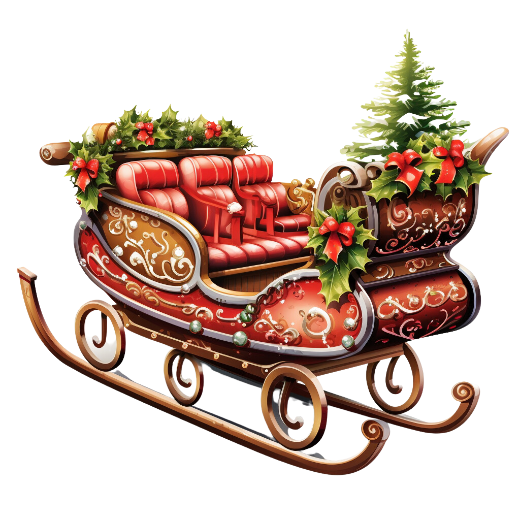 Santa sleigh clipart logo