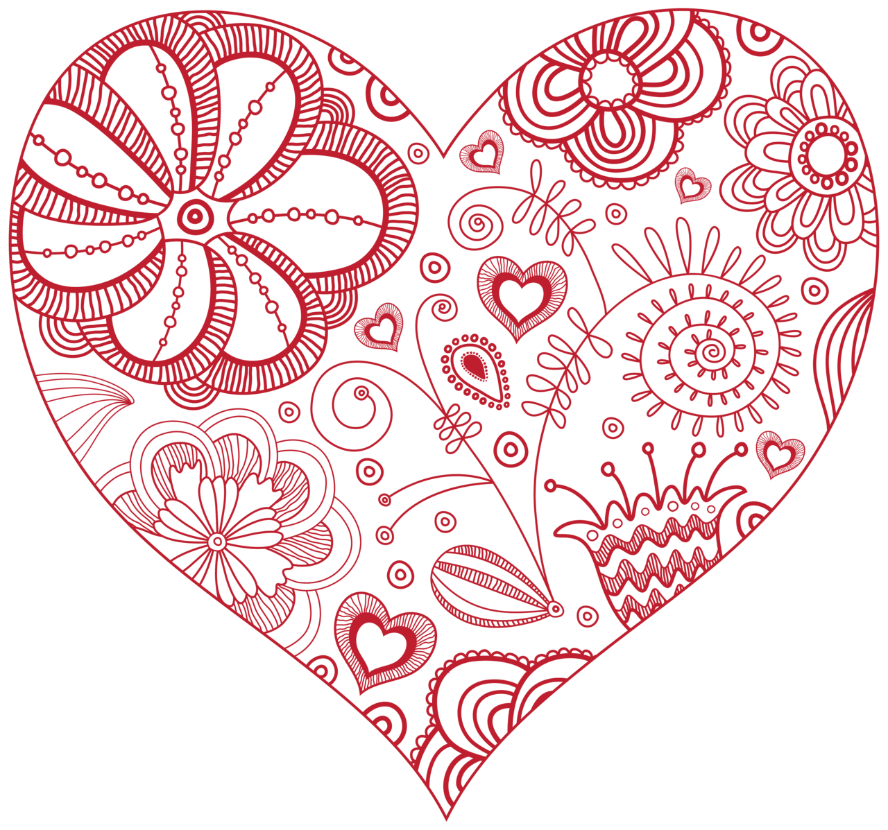 Heart outline decorative red clipart image