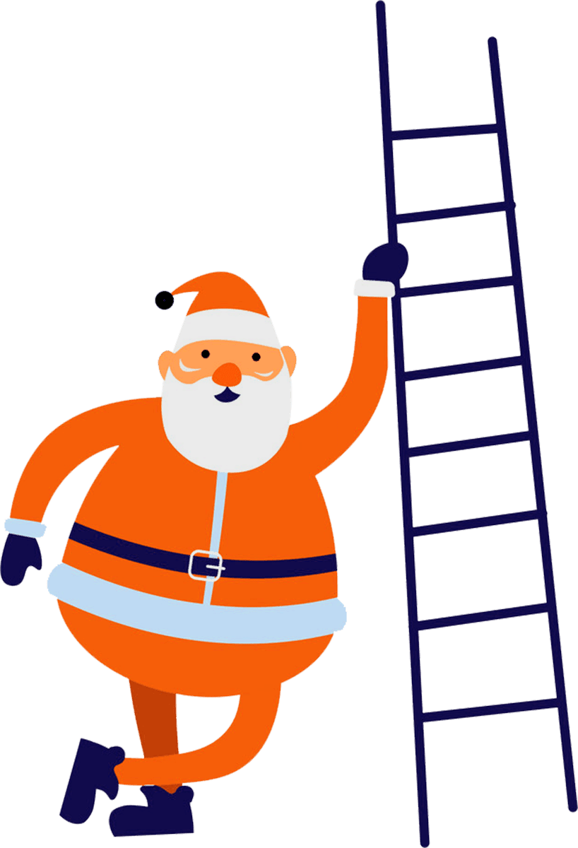 Ladder santa claus christmas new year characters vector image clipart