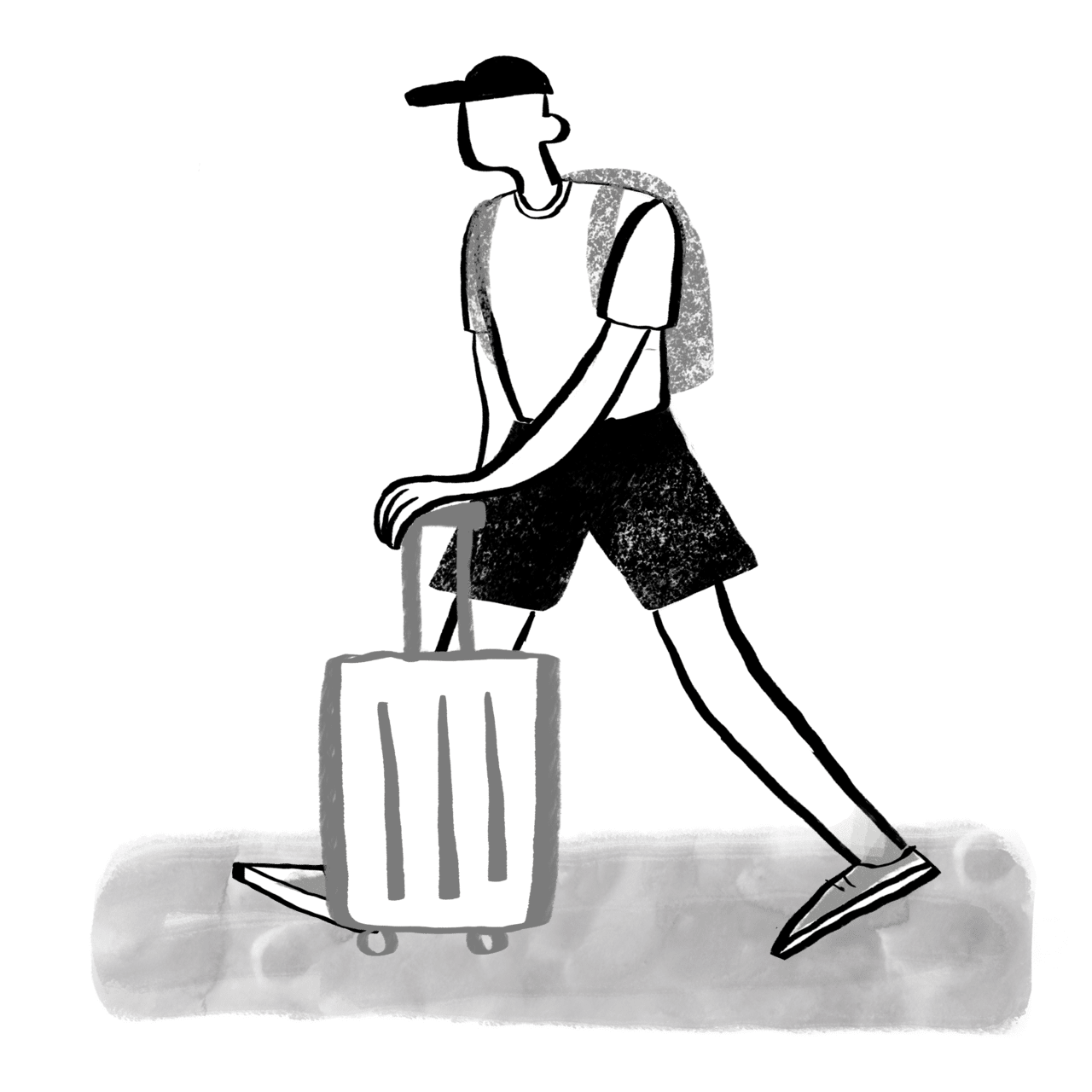 Luggage black and white man travel with suitcase clipart clip art