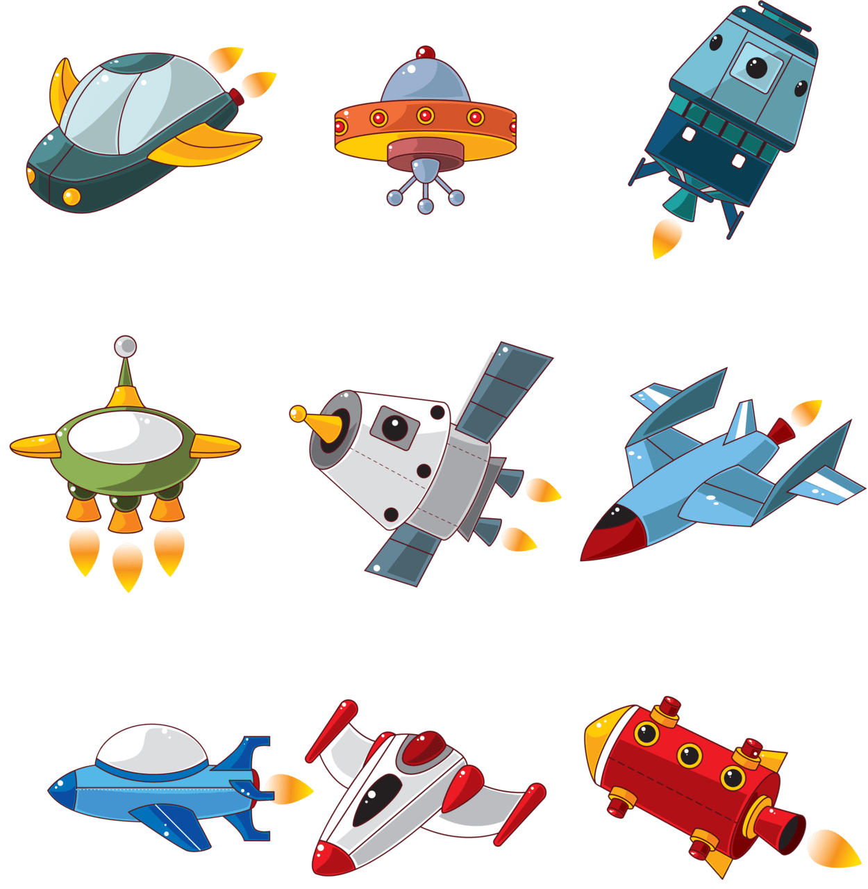 Spaceship pin page clipart image 3