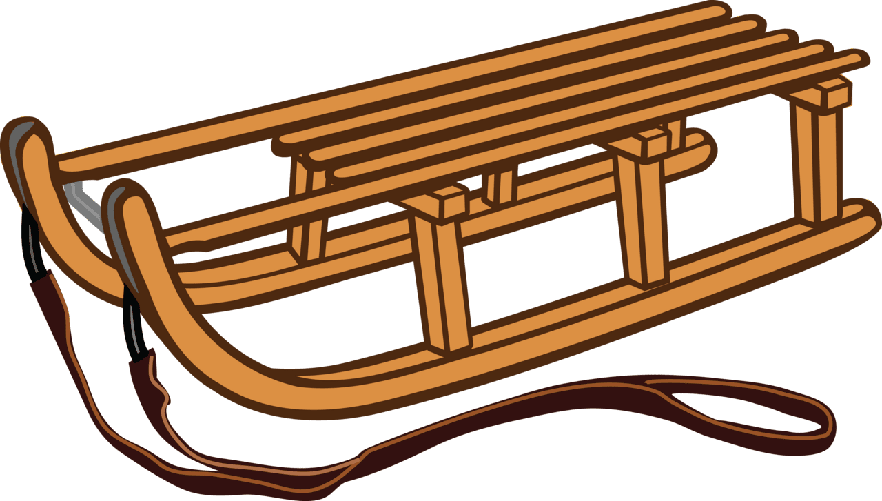 Ski luge clipart wooden sled with straps clip art