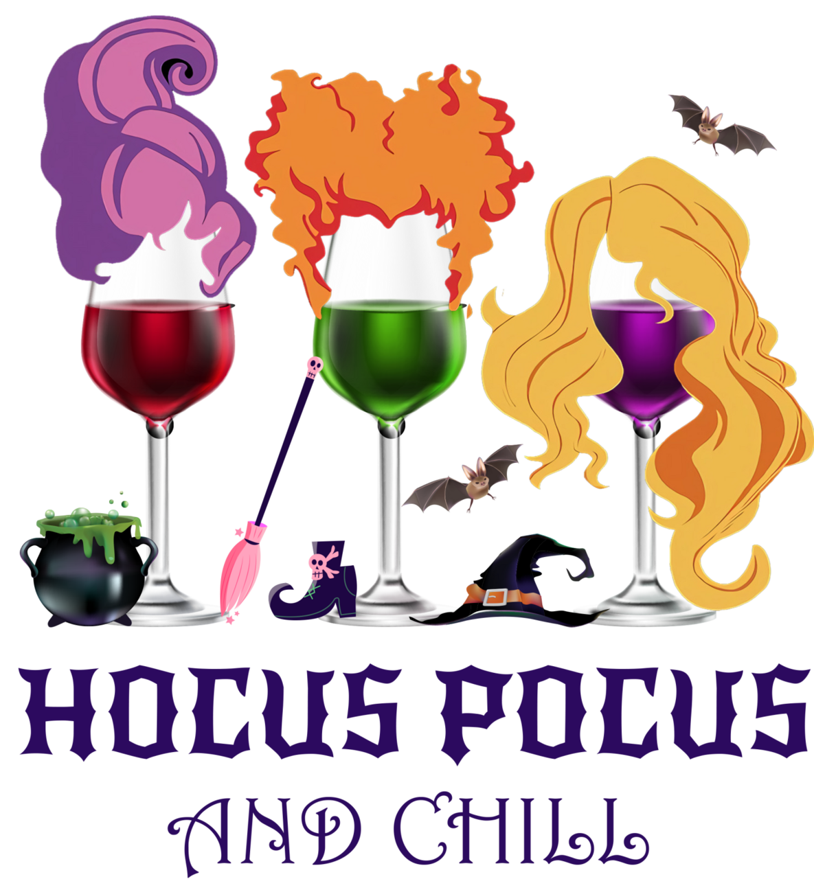 Hocus pocus and chill design transfer clipart logo