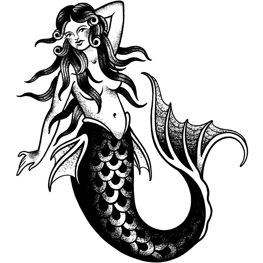 Tattoo silky siren clipart vector