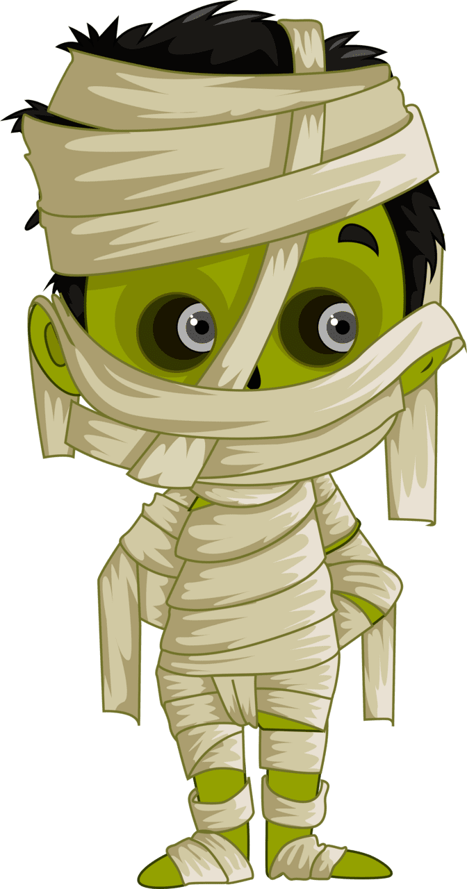 Halloween mummy clipart image with no backgroud key