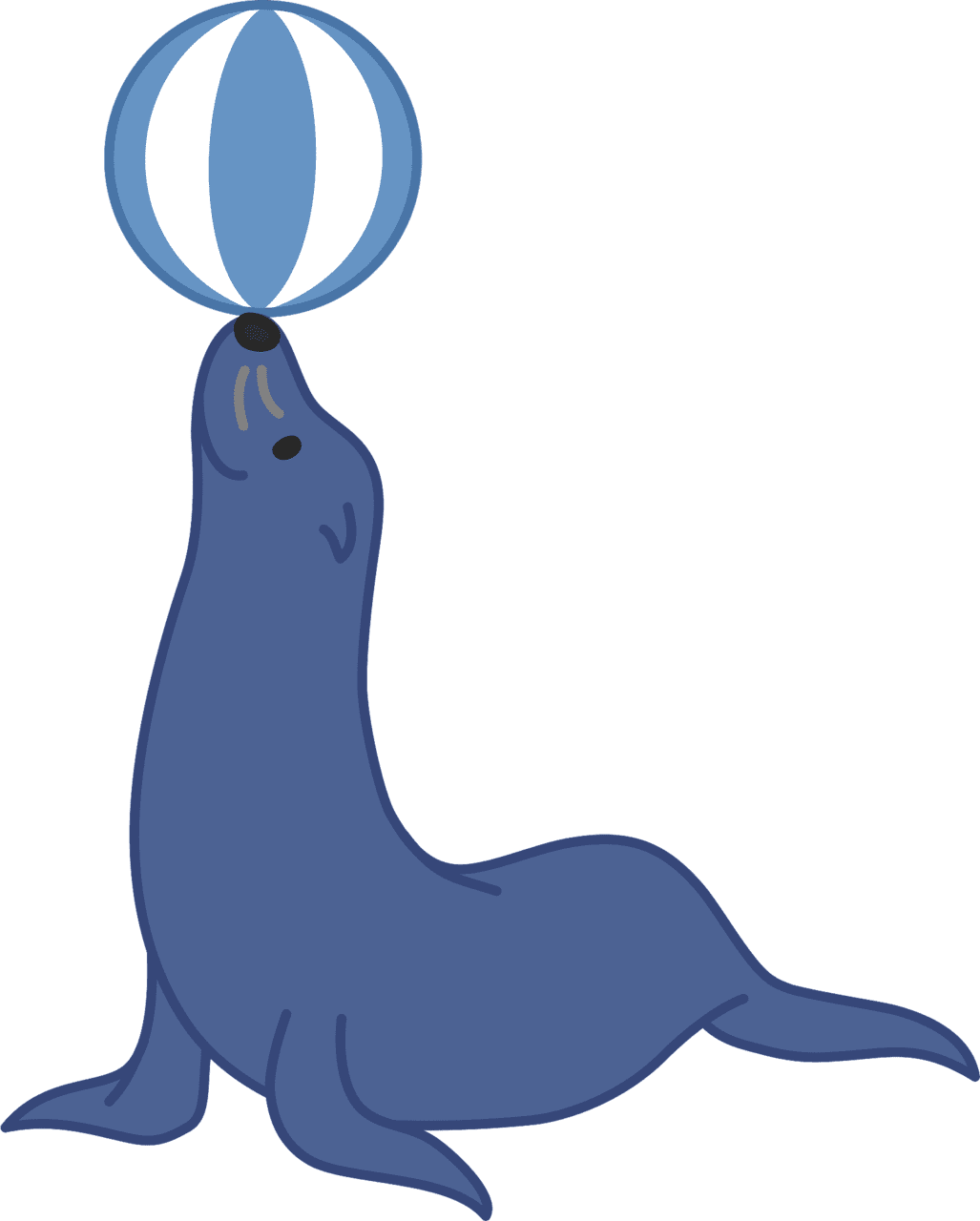 Clipart image of seal doing trick with ball