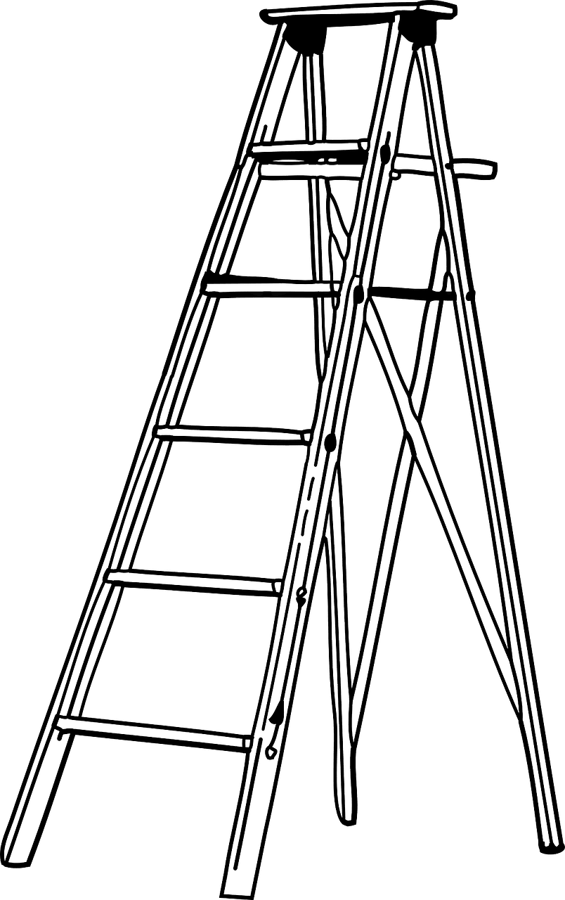 Ladder aluminium foldable metal single image from clipart