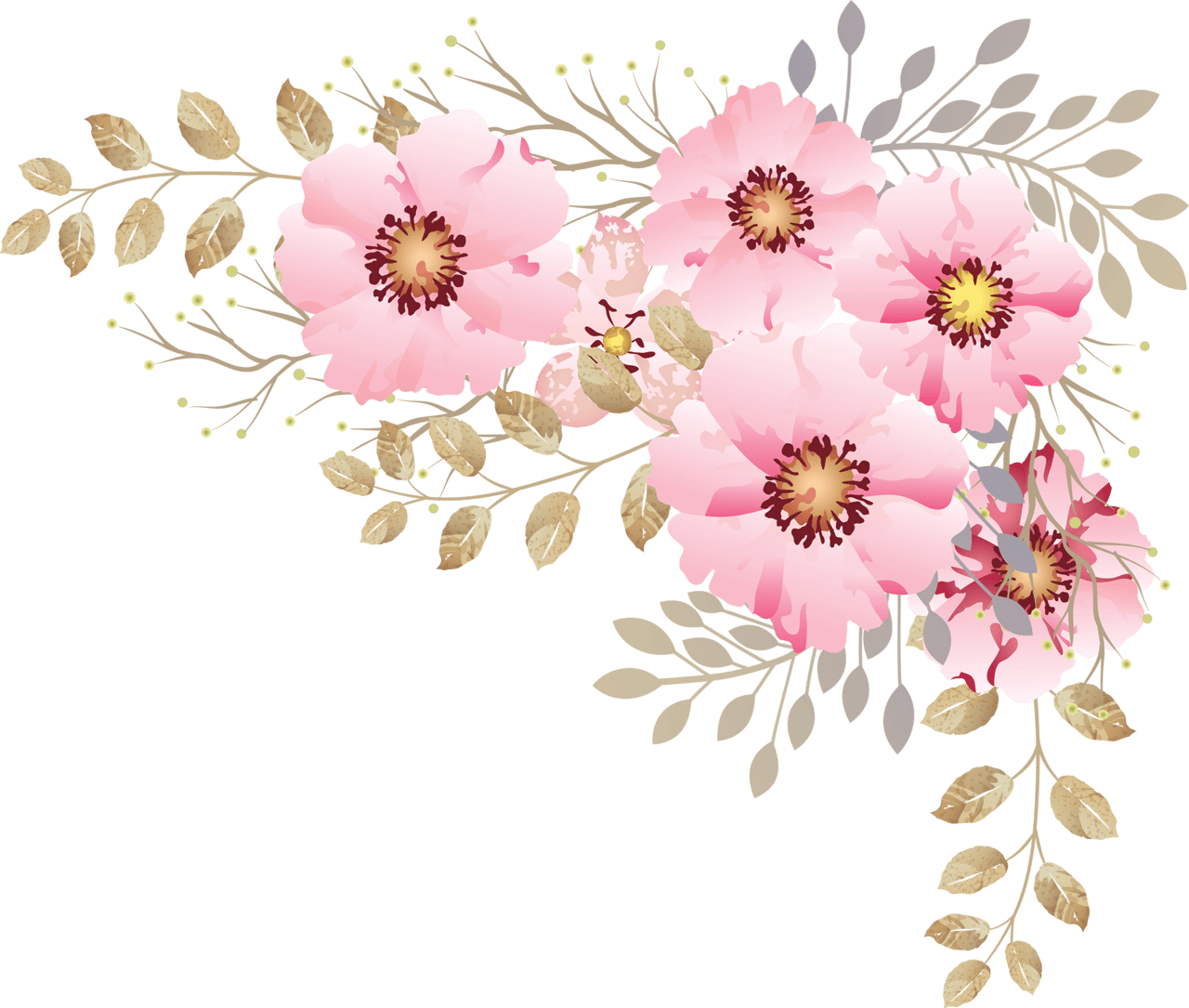 Pink flower floral elements vector image clipart