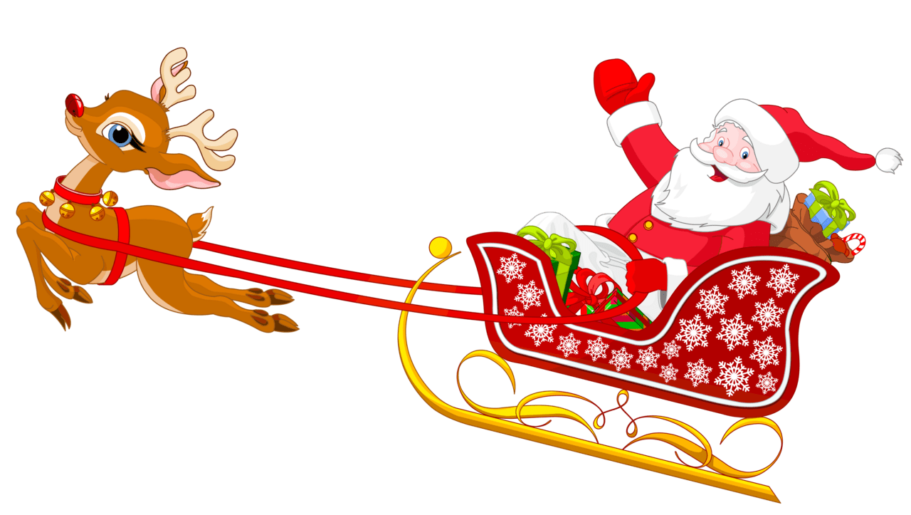 Rudolph santa and re deer with sled clipart christmas art yard logo