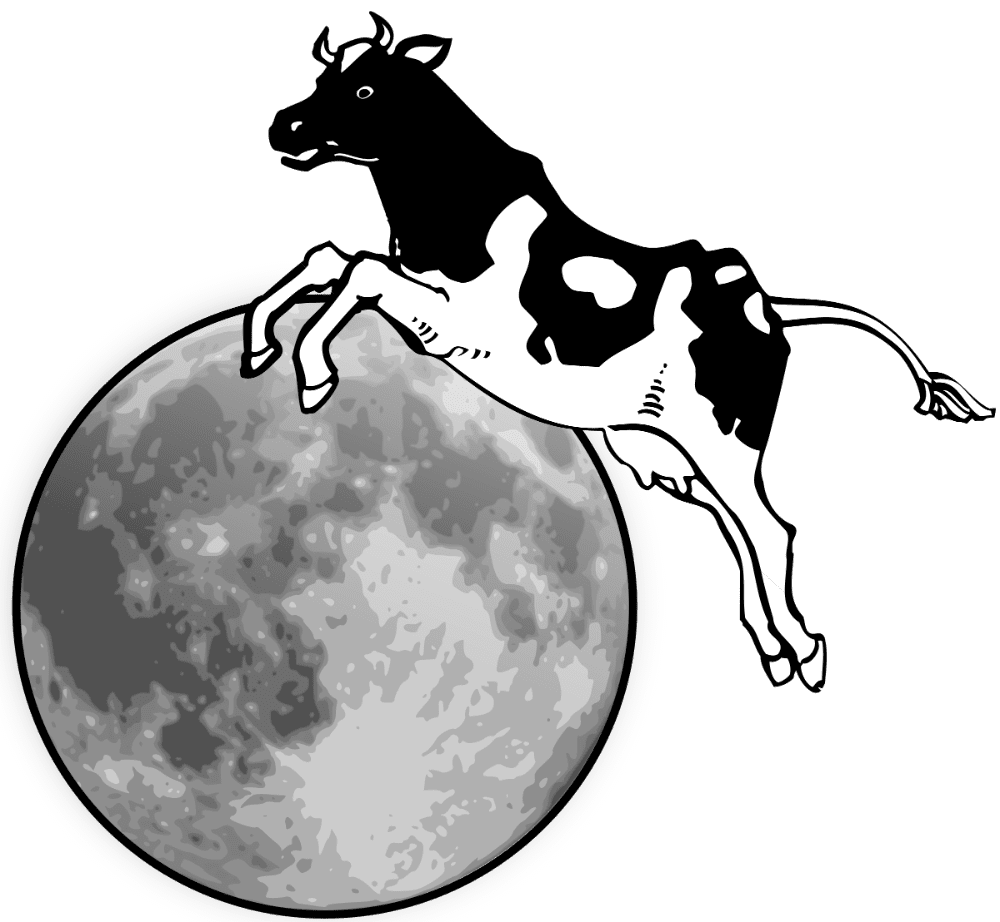 Highland cow jumping over the moon vector clipart image photo cc images