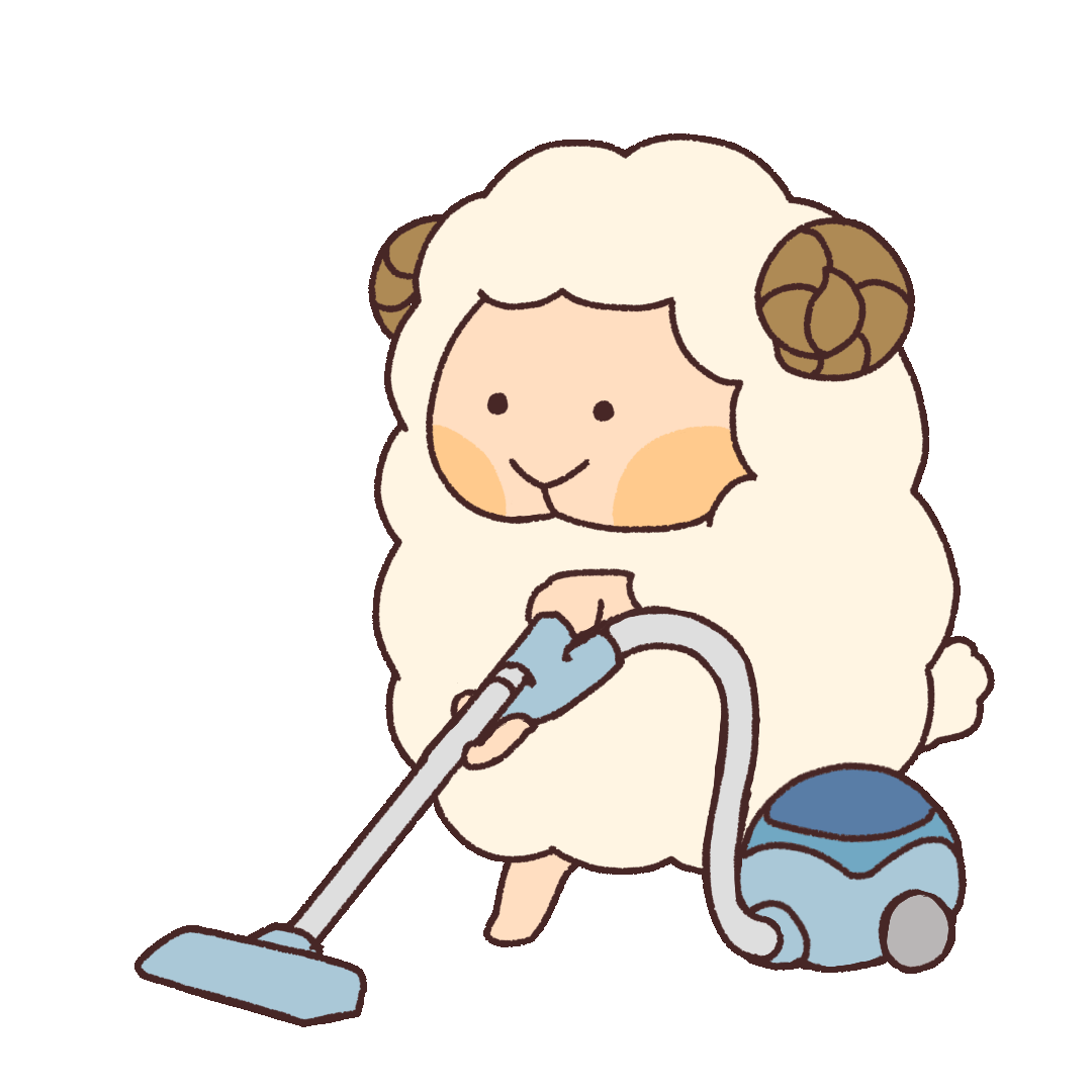 Animated of sheep cleaning by vacuum cleaner ugokawa clipart logo