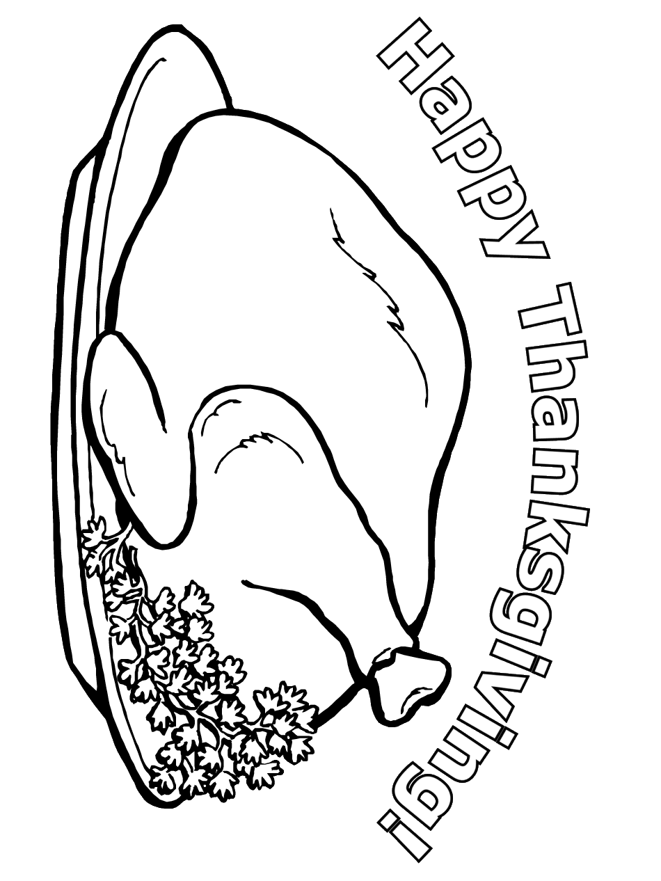 Turkey black and white happy thanksgiving coloring page printable ebook clipart logo