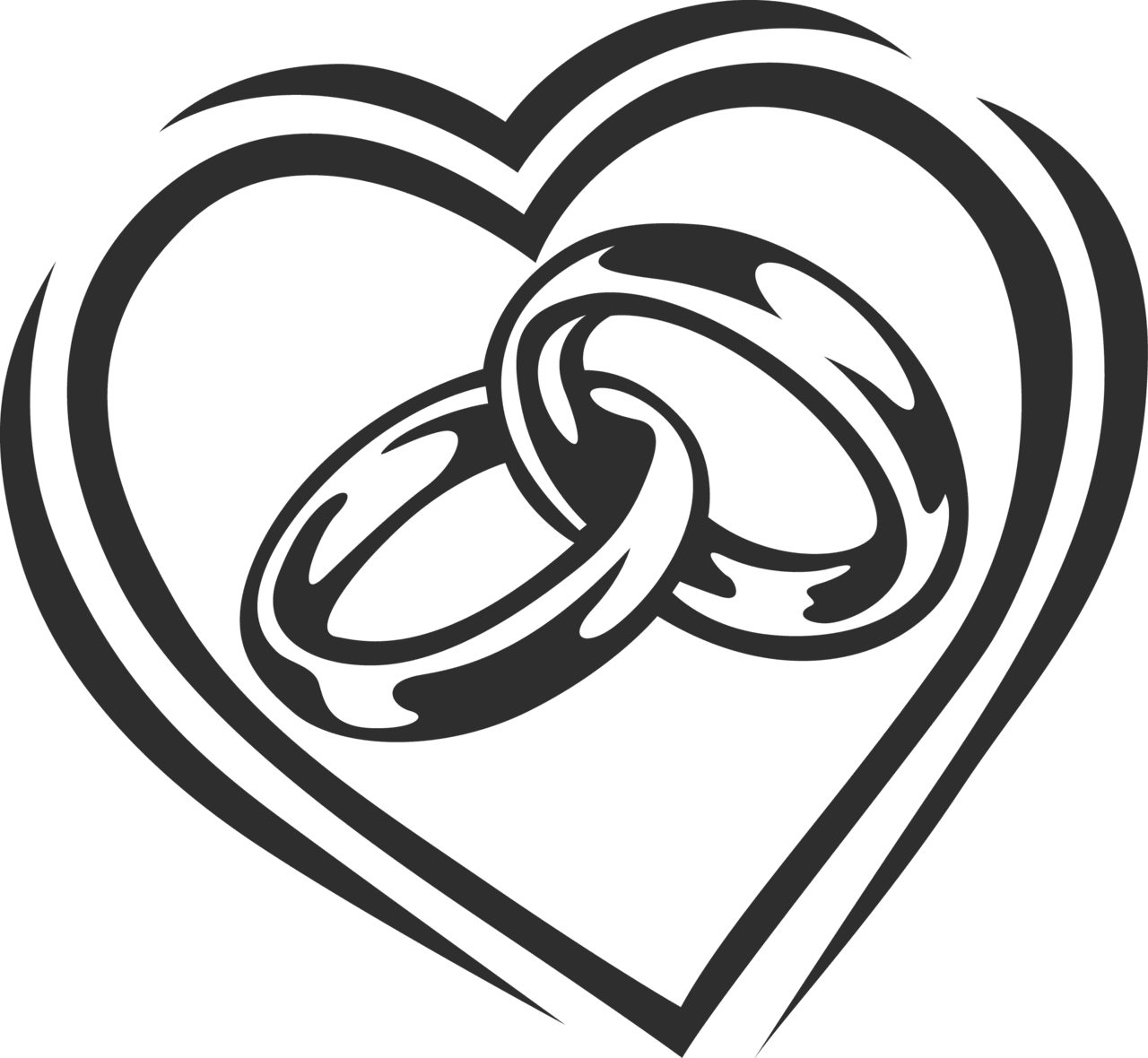 Heart outline pin page clipart image