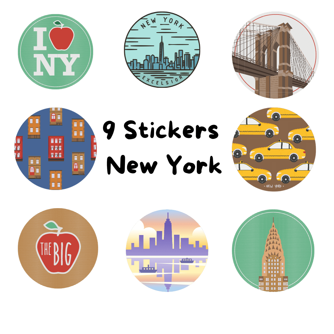 New york stickers dxf collection nyc love ic places landmark clipart vector