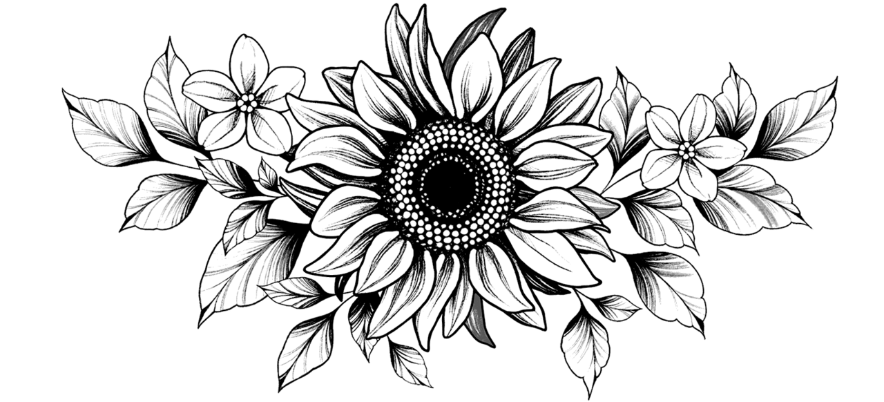 Sunflower black and white sun bath clipart transparent