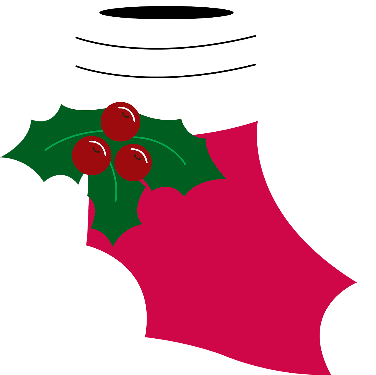 Christmas sock holly vector graphic clipart