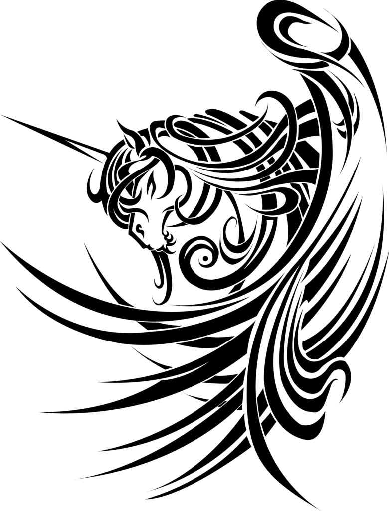 Tattoo tribal unicorn by saki blackwing deviantart clipart vector