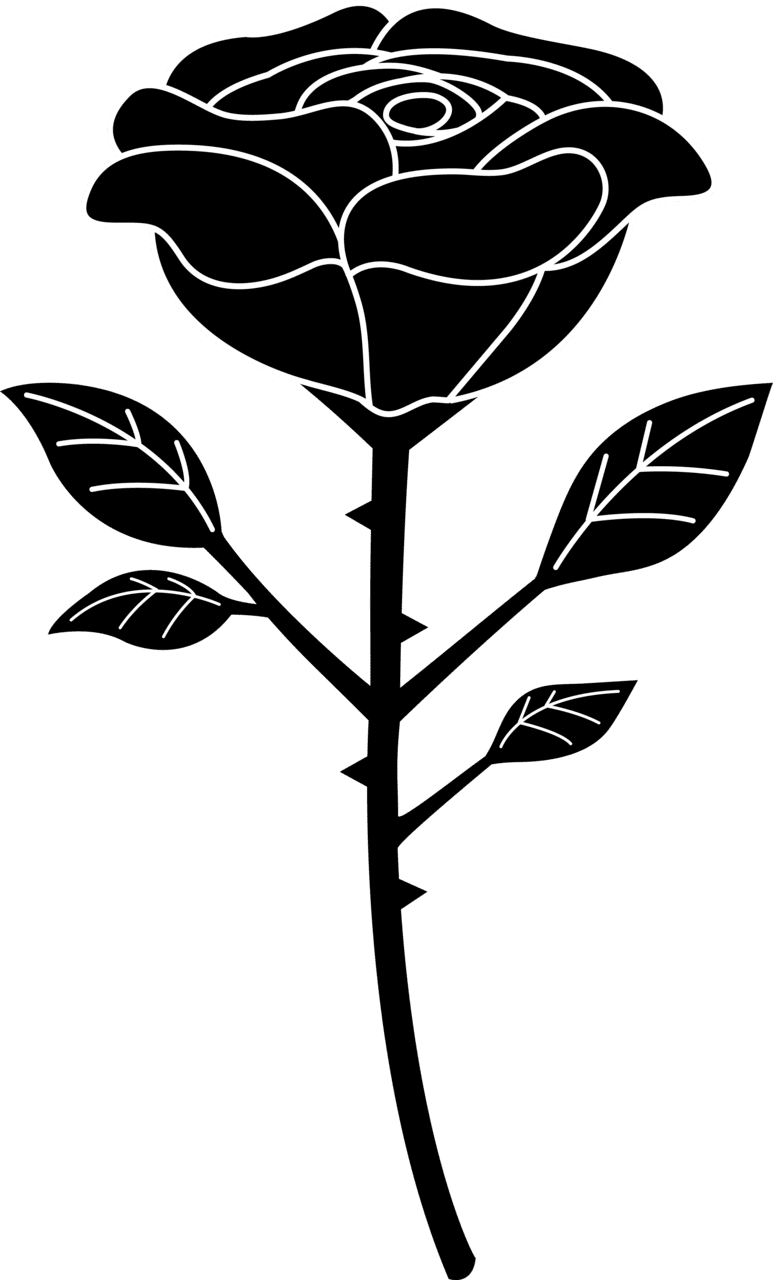 Rose black and white pin page clipart image