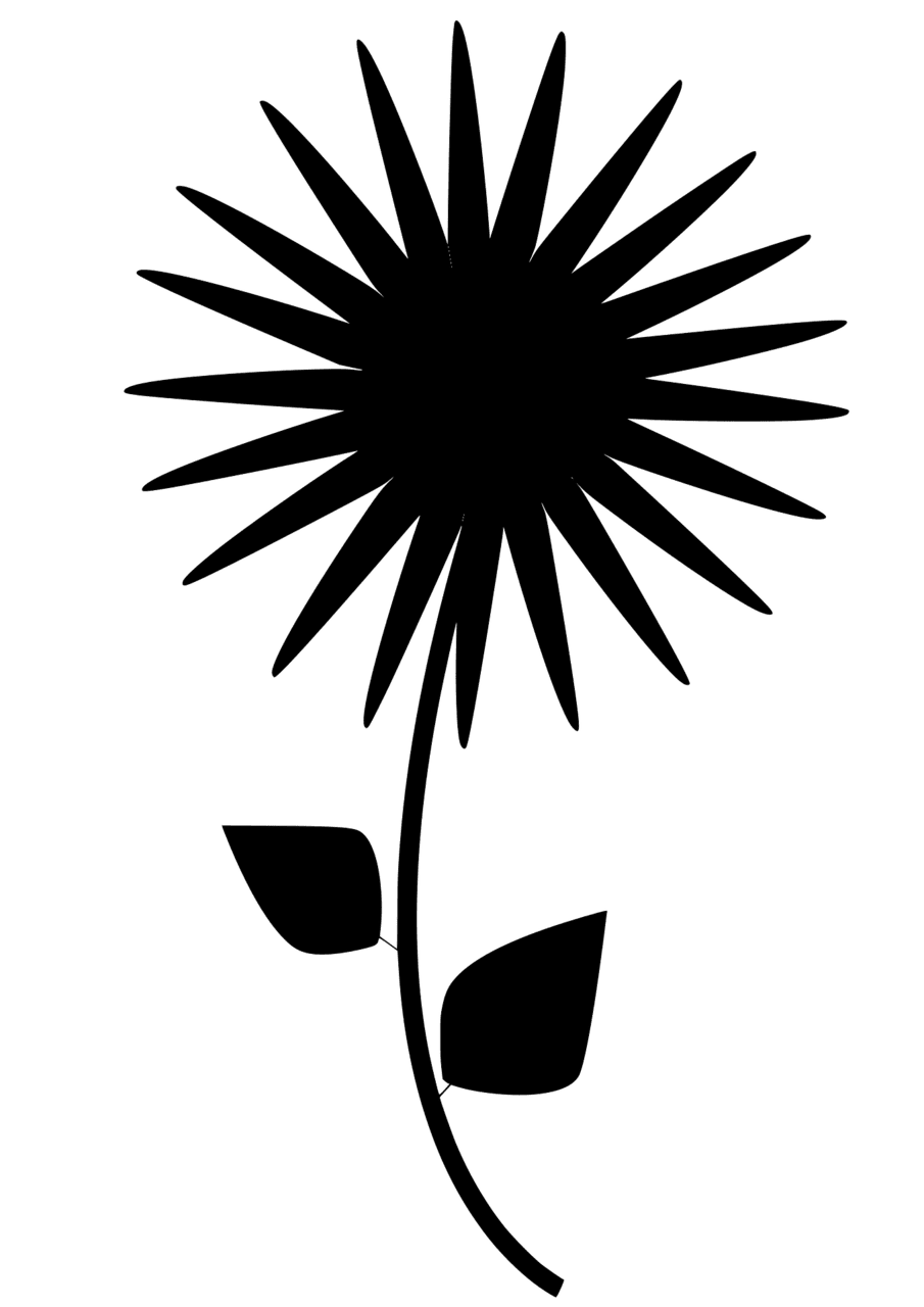 Sunflower black and white vector silhouettes clipart 2