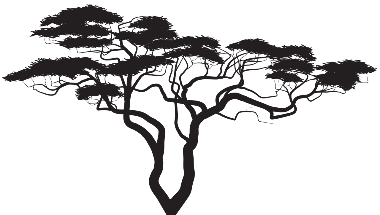 Tree black and white exotic silhouette clipart image