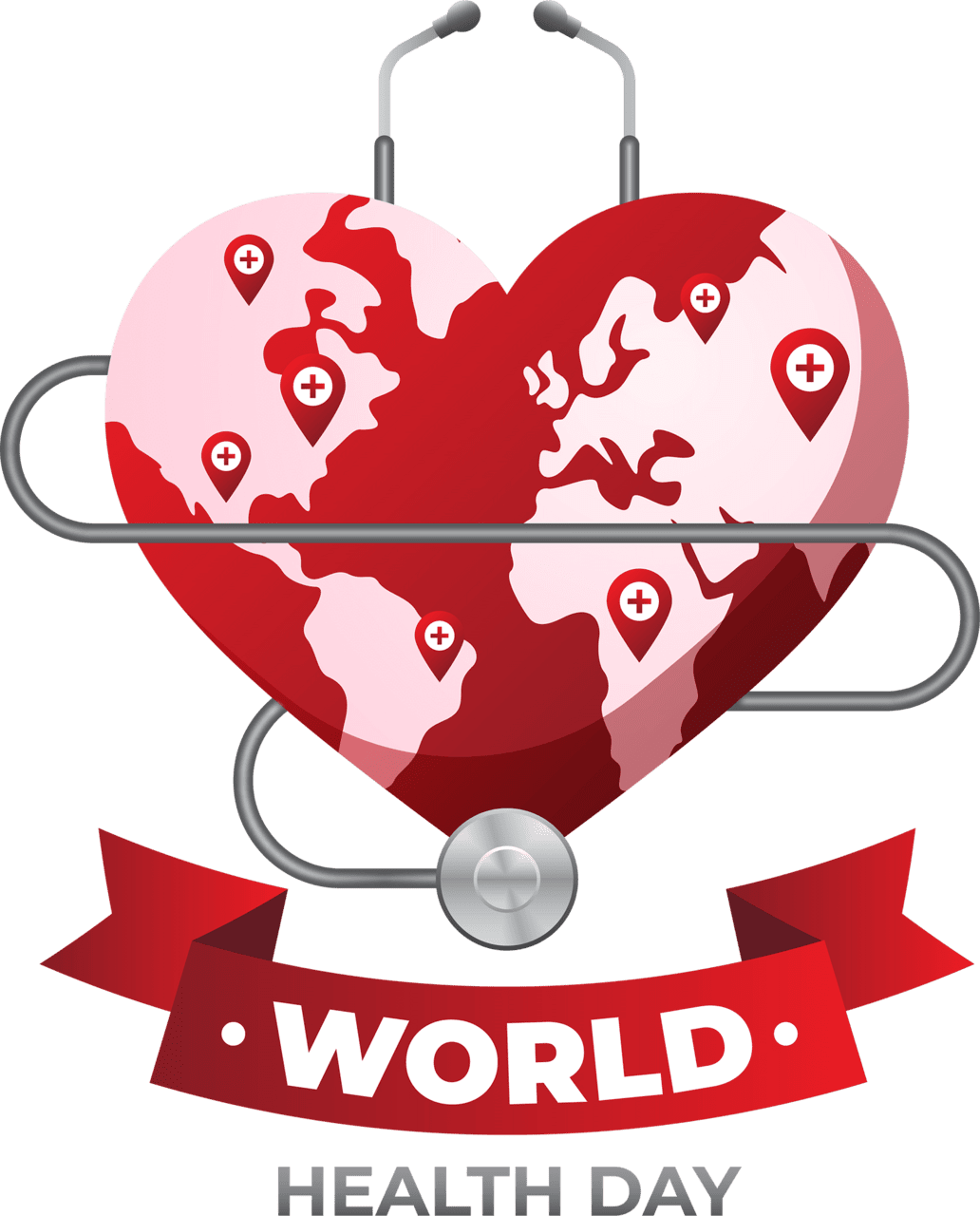 Healthcare world health day red heart shaped insurance clipart image