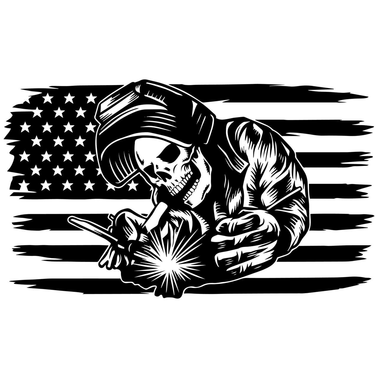 Skull welder with usa flag welding wel inspire uplift clipart photo