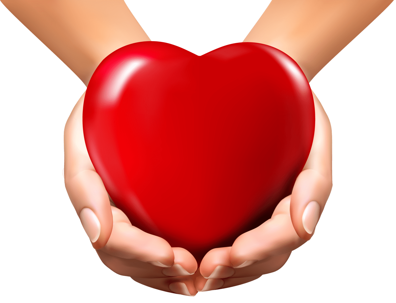 Red heart line hands with clipart image