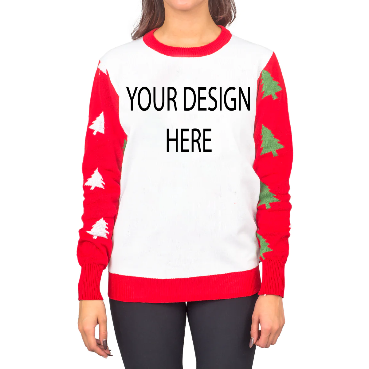 Custom adult poly knit logo christmas sweater style printmas print demand ugly clipart