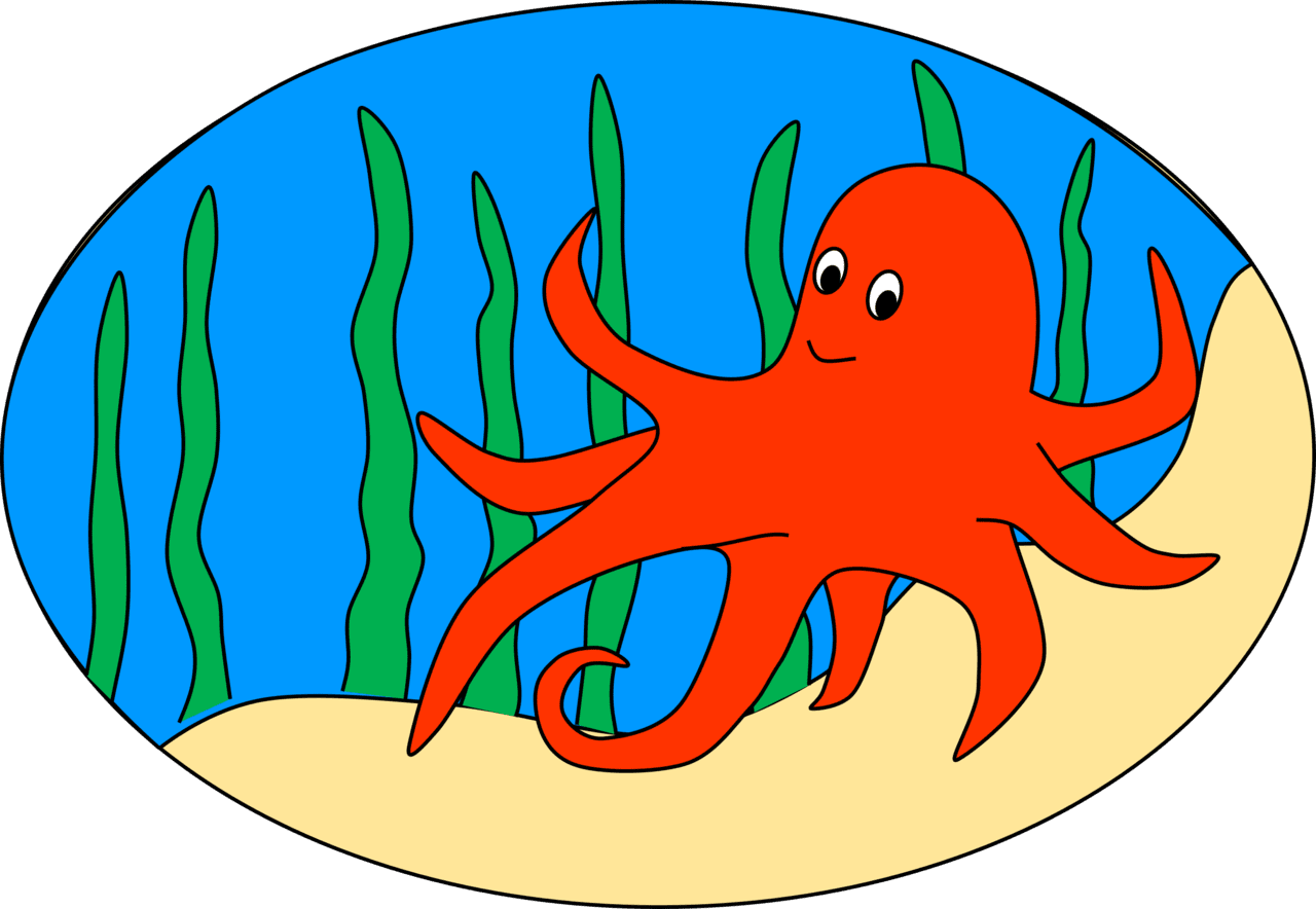 Seaweed background octopus clipart