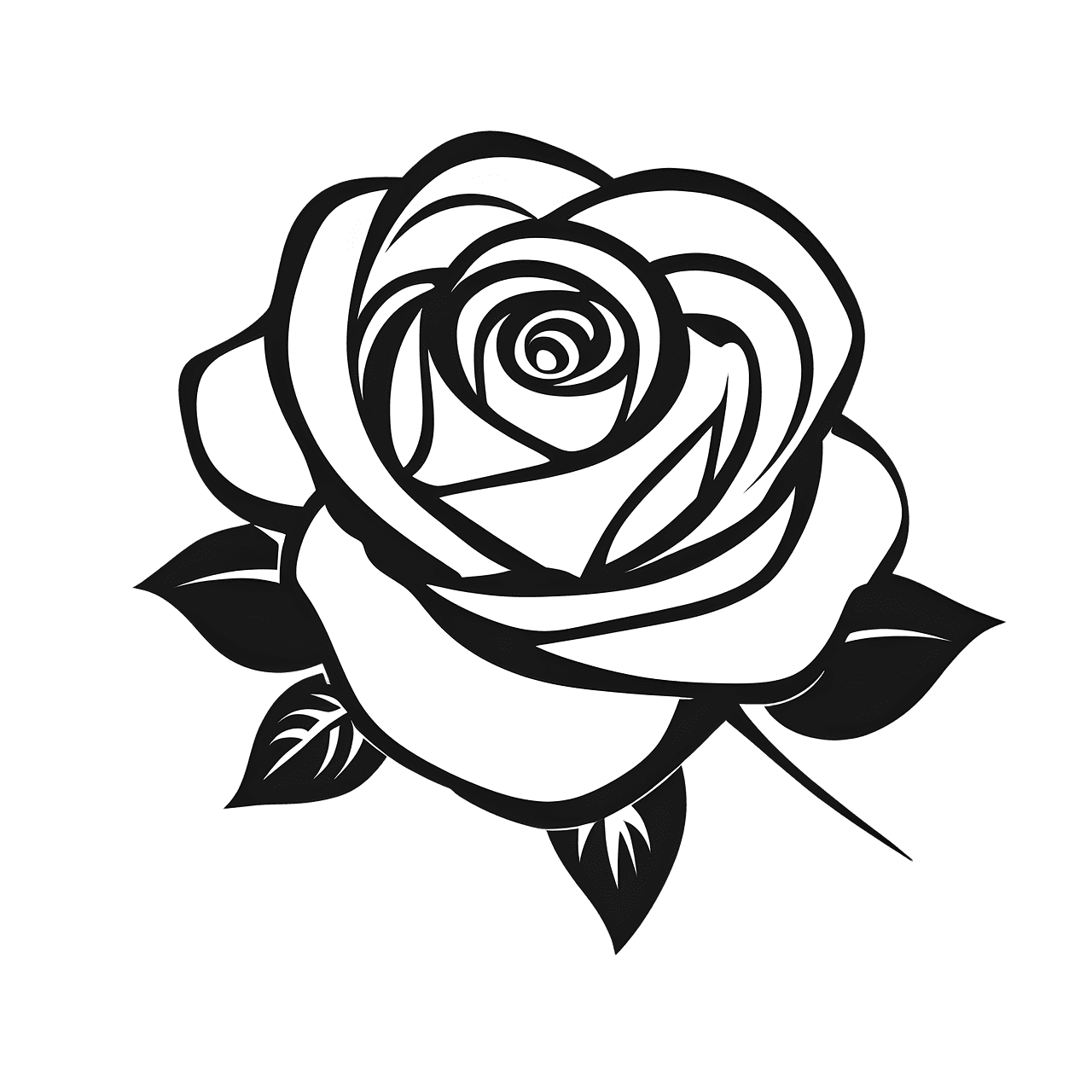 Rose black and white flower image clipart