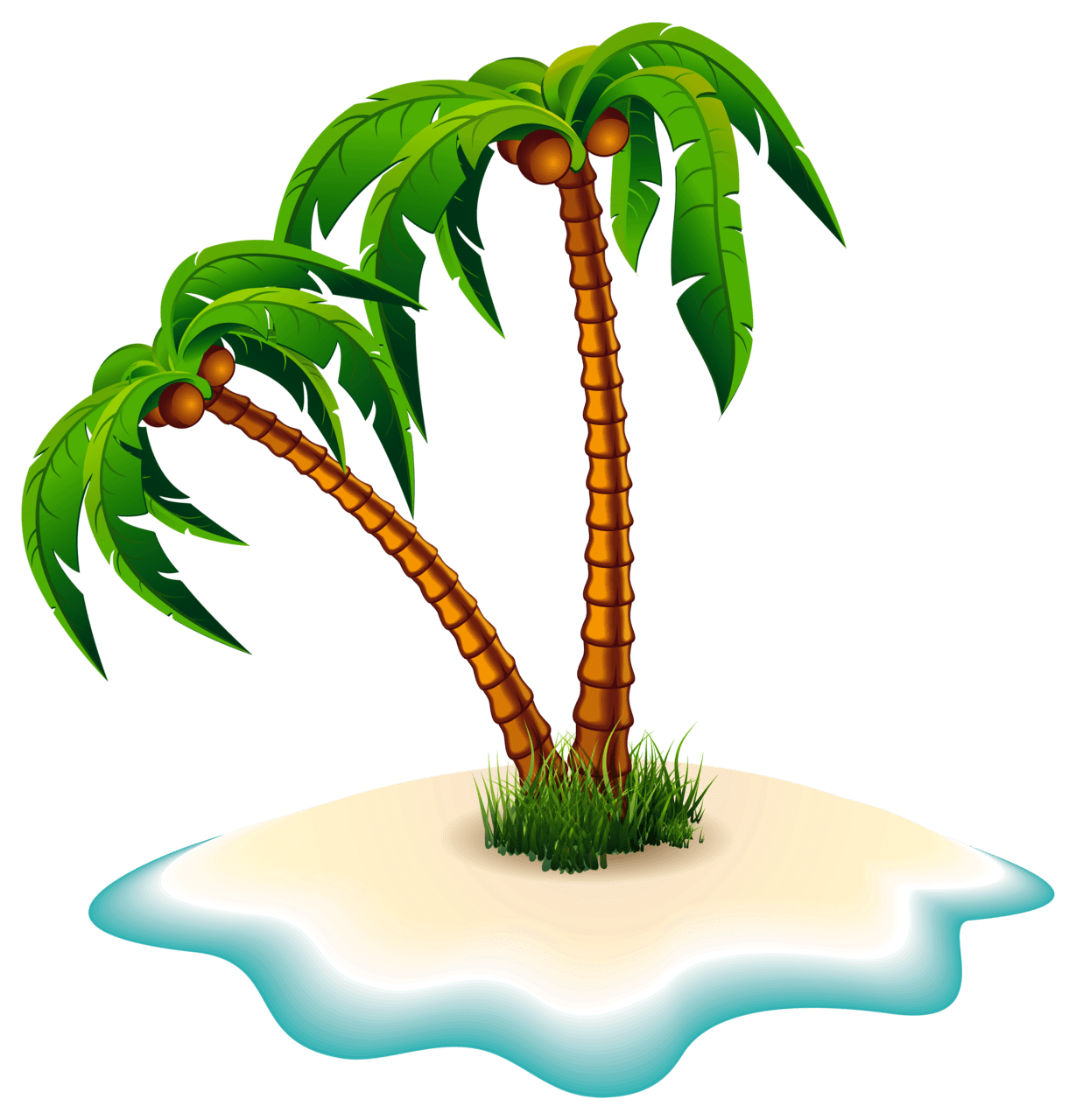 Palm trees and island clipart image