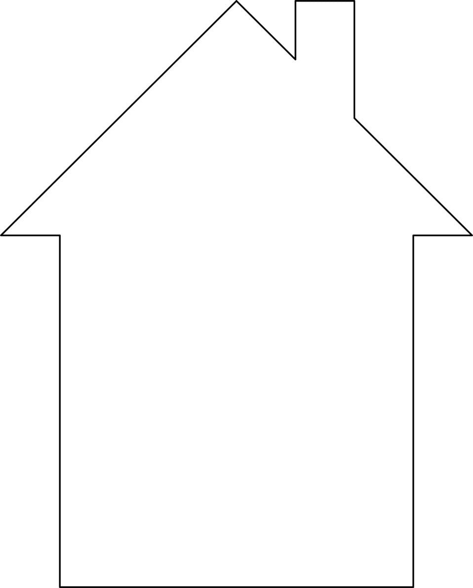 House black and white line art clipart transparent