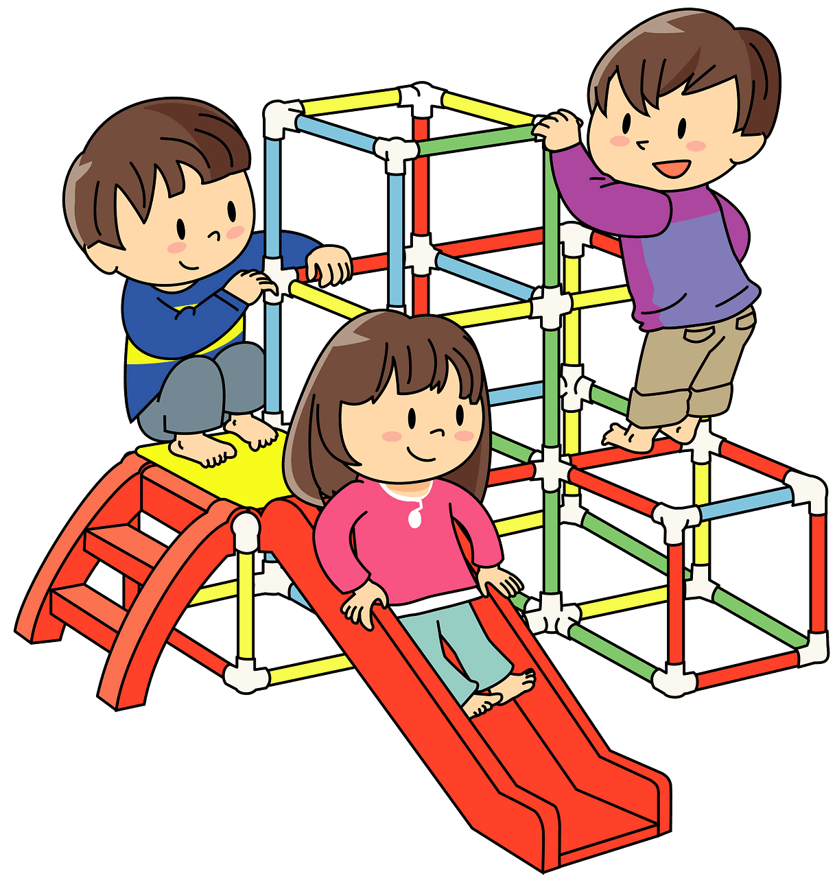 Children are play ing the jungle gym vector clipart images